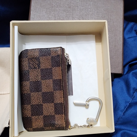 LOUIS VUITTON KEY POUCH CLES-DAMIER EBENE EUC ALL INCLUSIVE - Picture 7 of 10